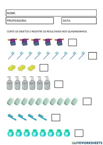 Higiene: Contando os objetos