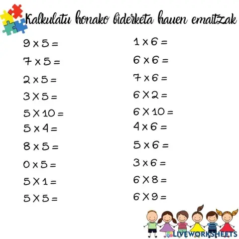 Buruzko kalkulua (biderketak)