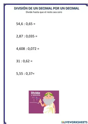 División de dos números decimales