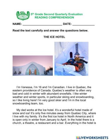 Reading Exam 2nd quarterly