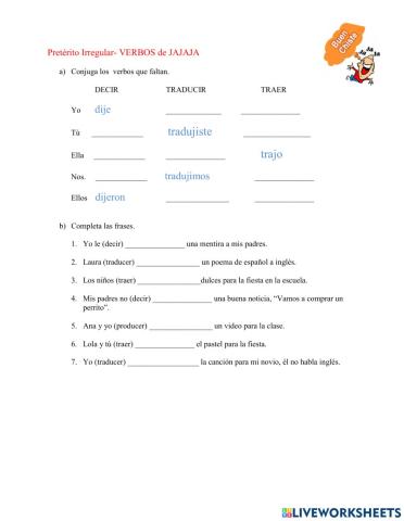 Preterito irregular- verbos jajaja