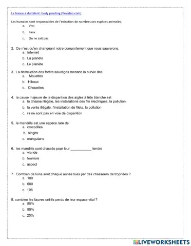 Ecoute:  les animaux en danger -