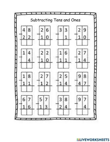 Subtraction Tens and Ones No Regrouping
