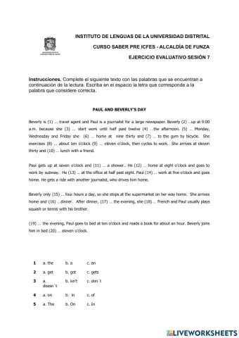 Reading: fill in the gaps exercise