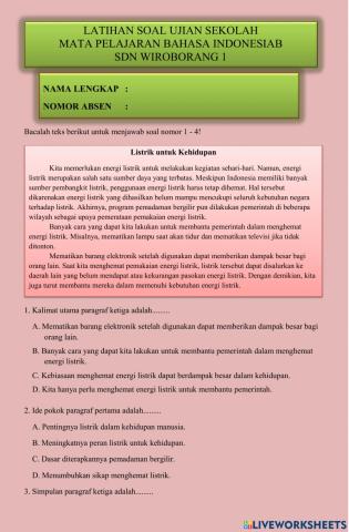 Bahasa Indonesia 1 (Latihan soal)