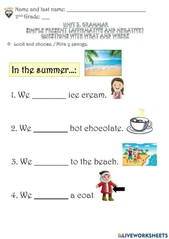 2nd G. Unit 5. Grammar. Practice activity