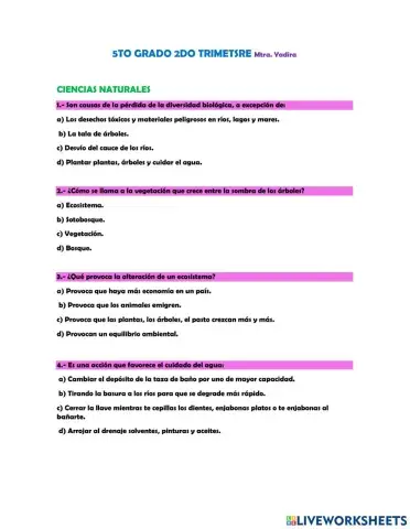 Ciencias quinto grado