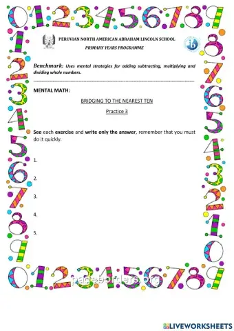 BRIDGING TO THE NEAREST TEN Practice 3