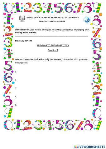 BRIDGING TO THE NEAREST TEN Practice 3