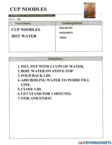 Cup noodles cooking class