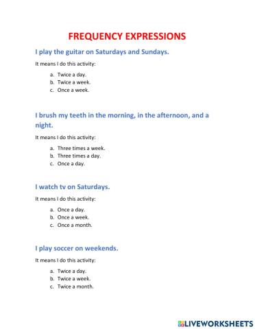 Frequency expressions