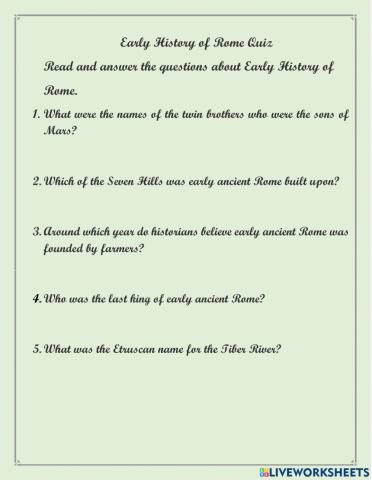 Early History of Ancient Rome