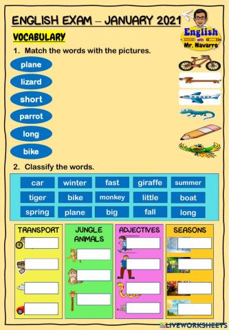English Exam - January 2021 (English with Mr. Navarro)