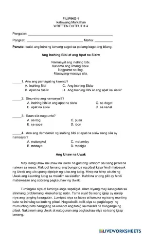 Filipino 1 written task 4