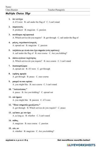 Bsenior Worksheet 35