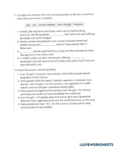 Class 1 - contrasting ideas