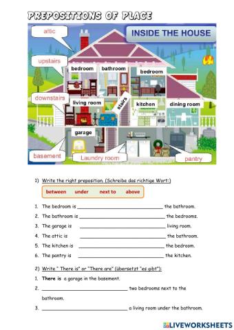 Prepositions of place - Rooms