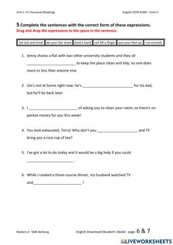 English CEFR Form 5 Unit 1: Page 7 (Reading)