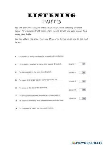 FCE LISTENING Part 3