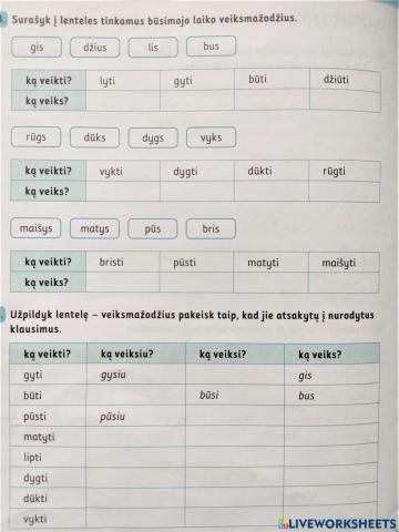 Būsimojo laiko veiksmažodžiai