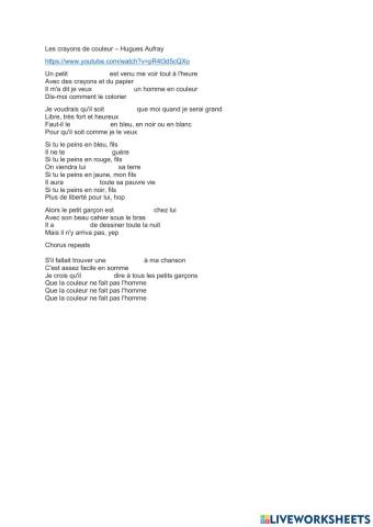 Les crayons de couleur - gap-fill