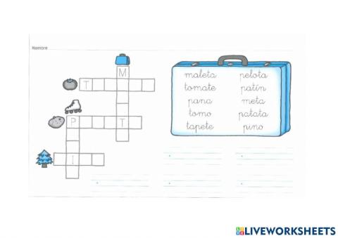 Crucigrama con palabras con T