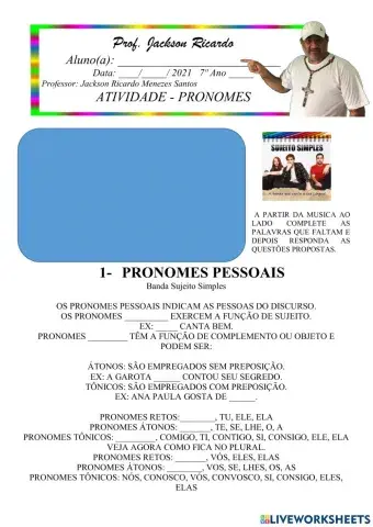 Atividades com pronomes pessoais