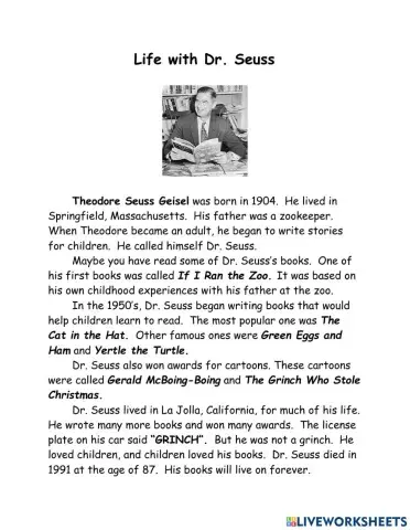 Dr. Seuss Reading Comprehension