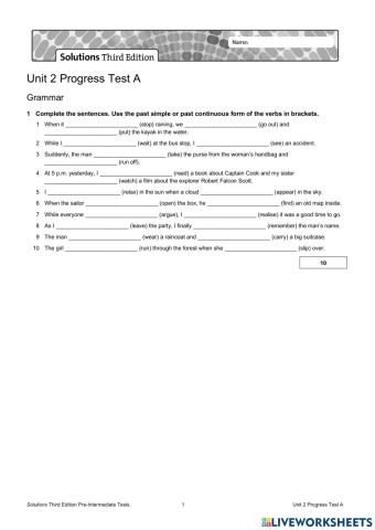 Test Pre- Intermediate 2a