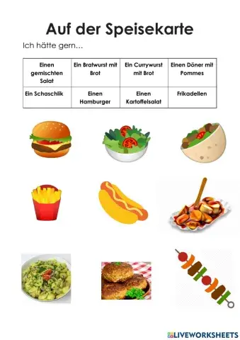 Auf der Speisekarte