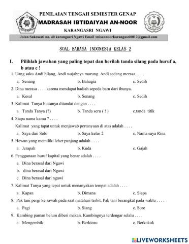 Penilaian Tengah Semester Genap