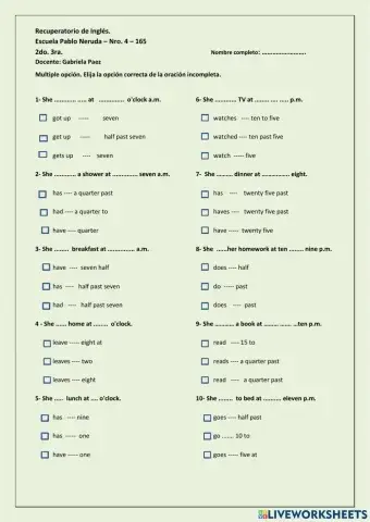 Present simple Aff + Time