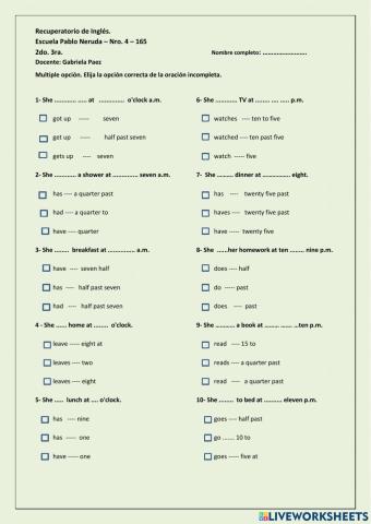 Present simple Aff + Time