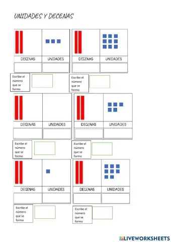 Decenas y unidades familia 20