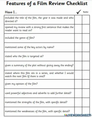 Film review checklist