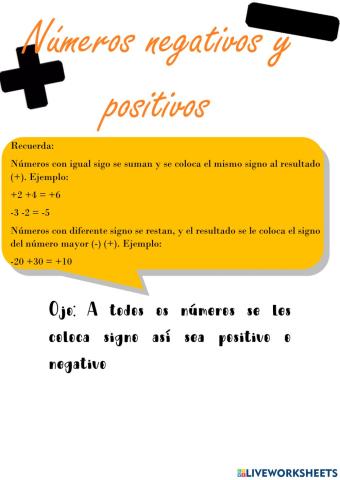 Números positivos y negativos