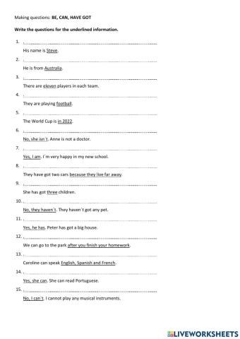 Present Simple - Question making Be Can Have got