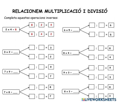 Operació inversa: multiplicar i dividir