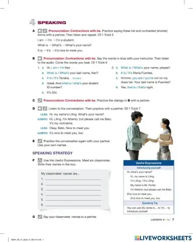 Unit 1-Lesson A: Speaking
