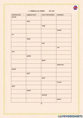 Irregular verbs 101-120