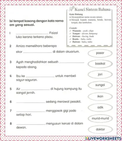 Latihan Bahasa Melayu Kata Nama Am Tahun 2