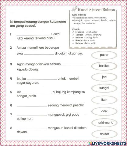 Latihan Bahasa Melayu Kata Nama Am Tahun 2