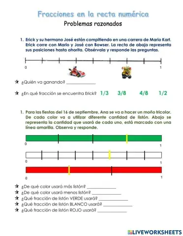 Fracciones en la recta numérica