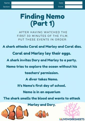 Finding Nemo - Sequence first part of the movie