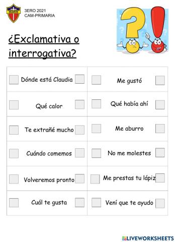 Oraciones exclamativas e interrogativas