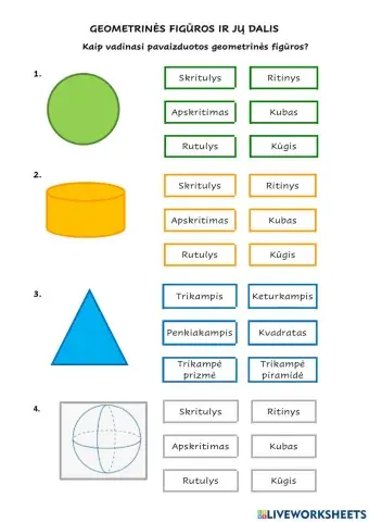 Geometrinės figūros ir jų dalis