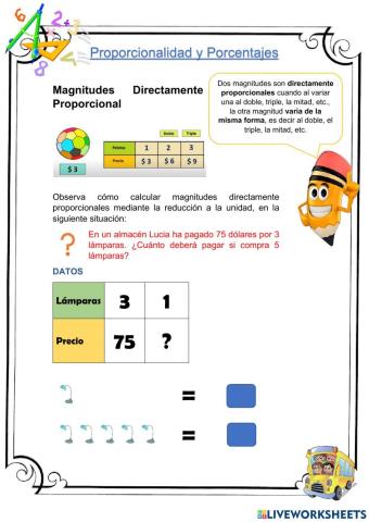 Proporcionalidad y porcentajes