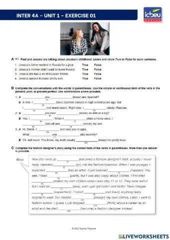 Simple and continuous tenses