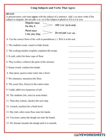 Using subject and verbs that agree