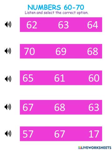 Numbers 60-70